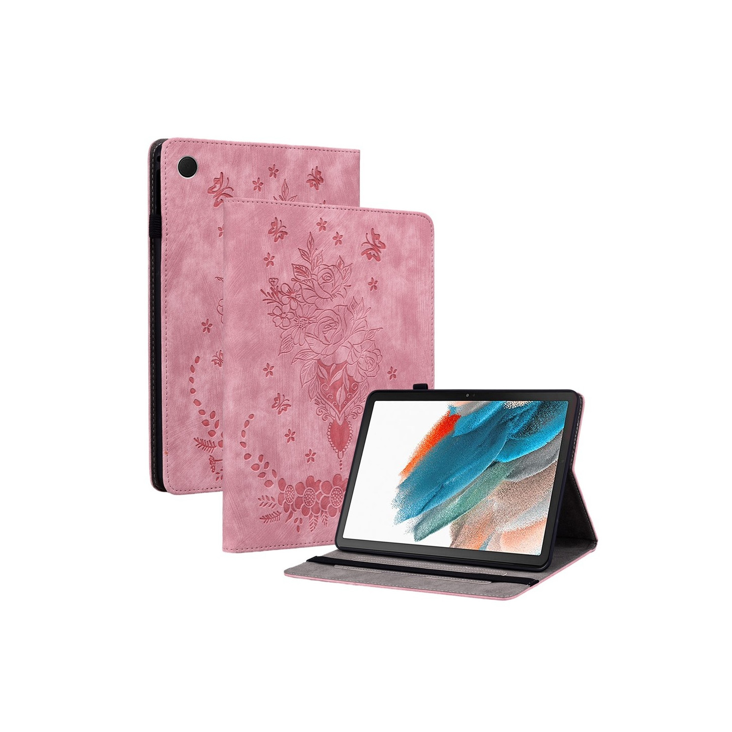 For Samsung Galaxy Tab A11 Case Cover Rose Flower Imprint - Pink