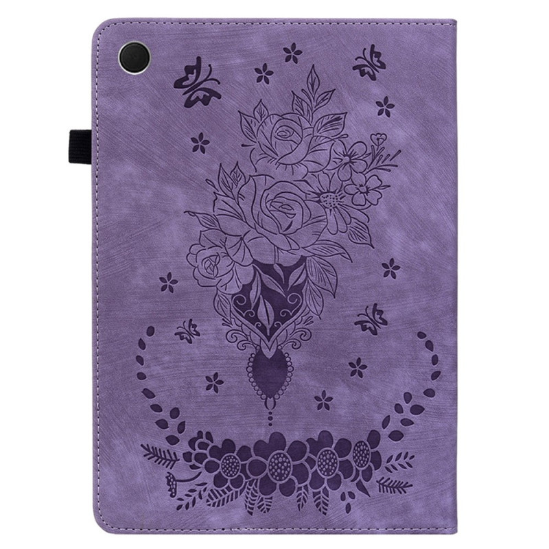 For Samsung Galaxy Tab A11 Case Cover Rose Flower Imprint - Purple