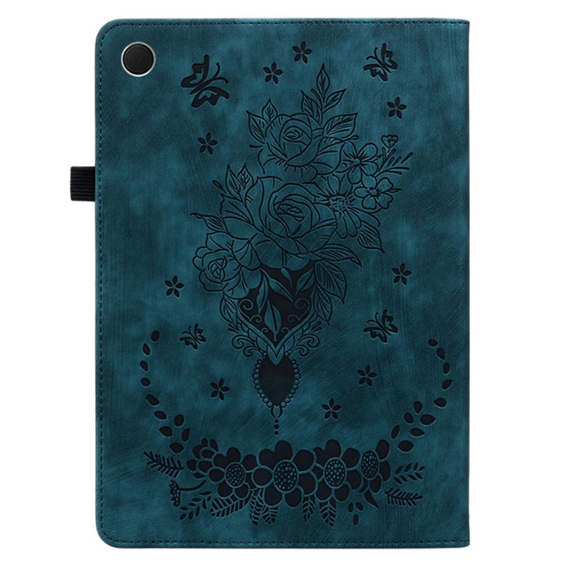 Til Samsung Galaxy Tab A11+ Deksel Med Roseblomst Preging - Blå