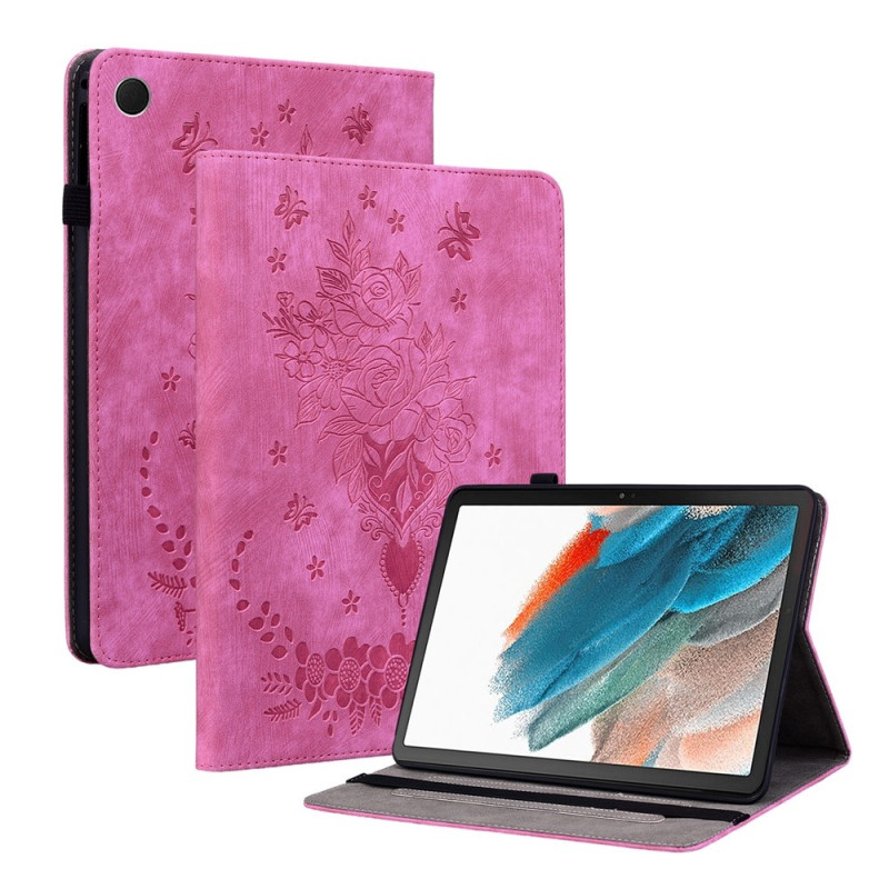 Til Samsung Galaxy Tab A11 Etui Beskyttelse Med Roseblomst Prægning - Rose