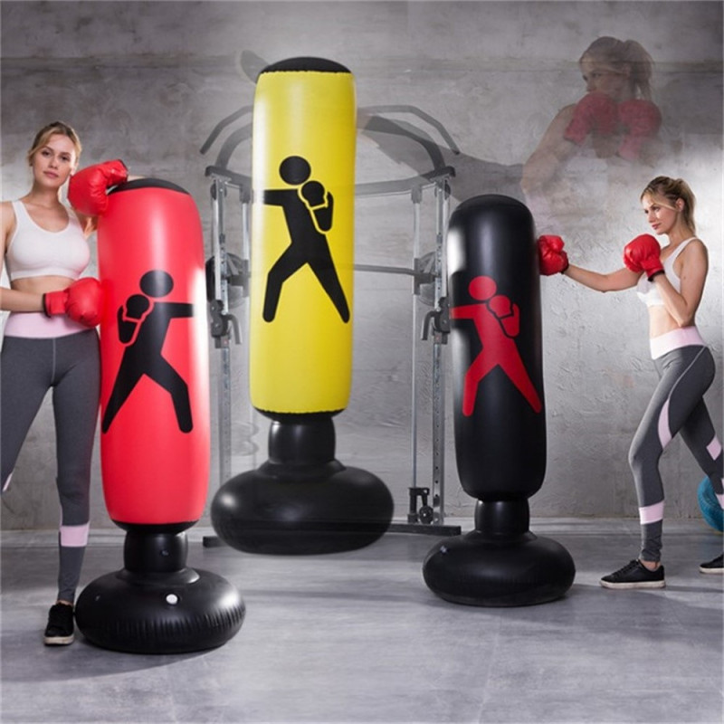 Pelare Boxning Stående 160 cm Uppblåsbar Boxningspåse Boxsäck Fitness träning