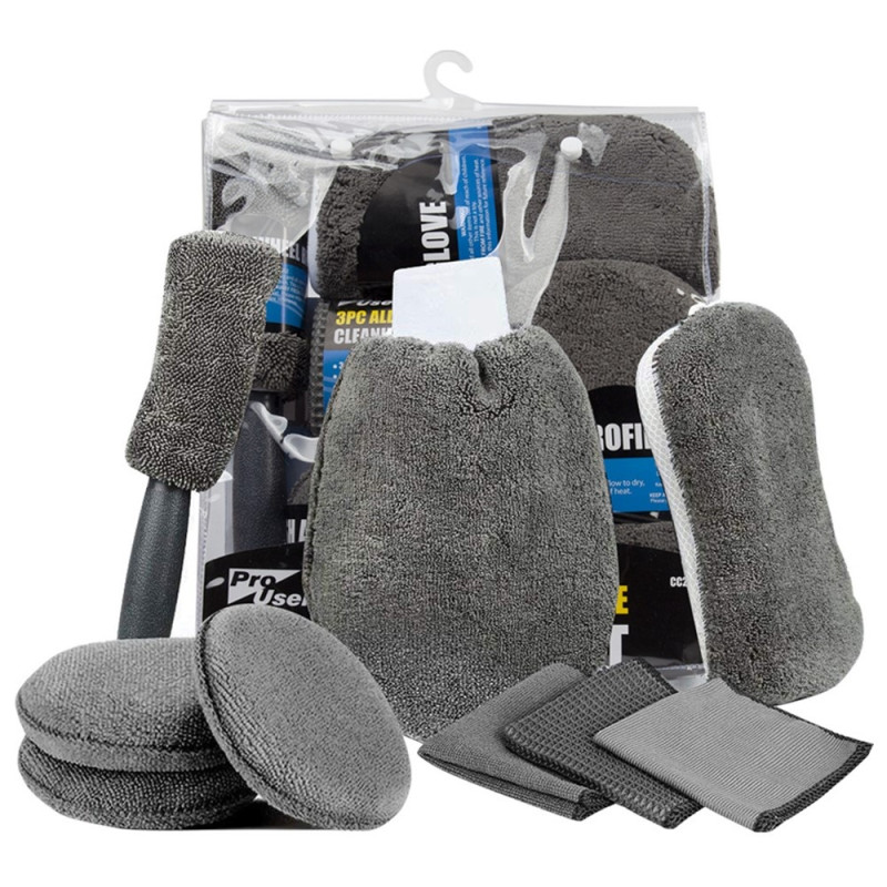 9 dele bilvask rengøringsværktøj svamp mikrofiber håndklæde børste handske