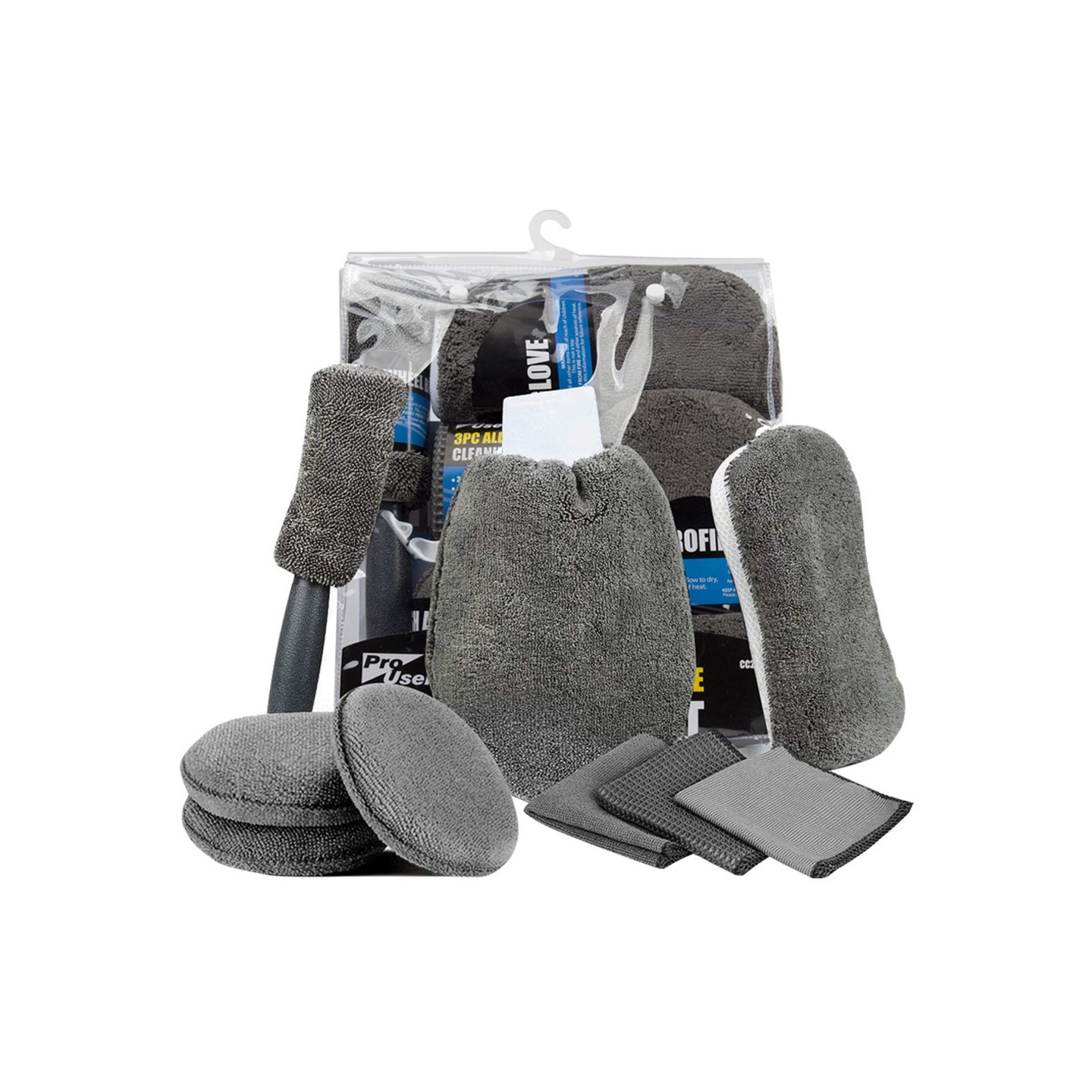 9 dele bilvask rengøringsværktøj svamp mikrofiber håndklæde børste handske