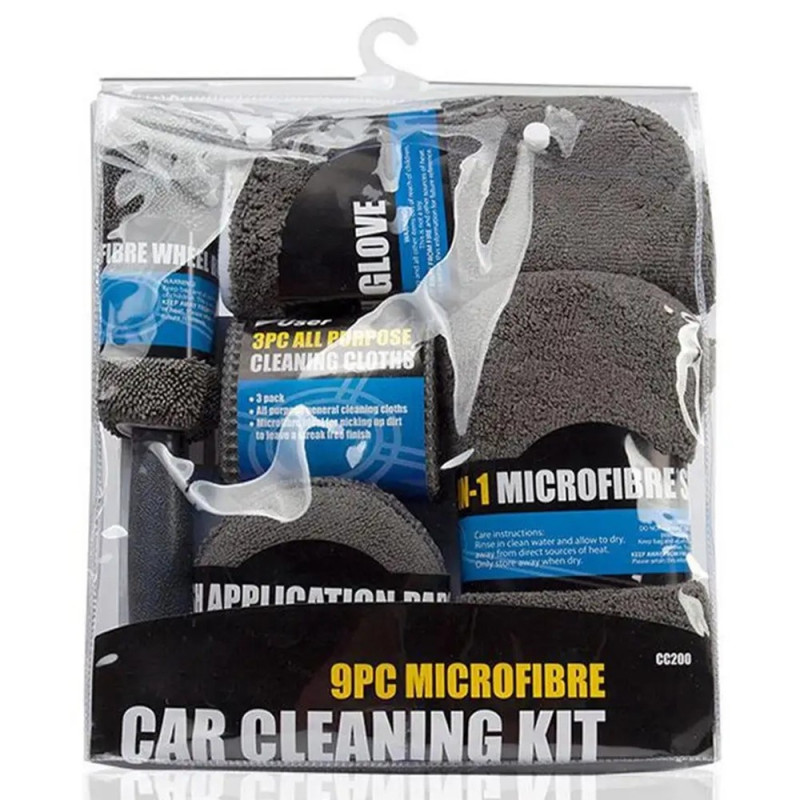 9 Pieces Car Wash Cleaning Tools Sponge Microfiber Towel Brush Glove