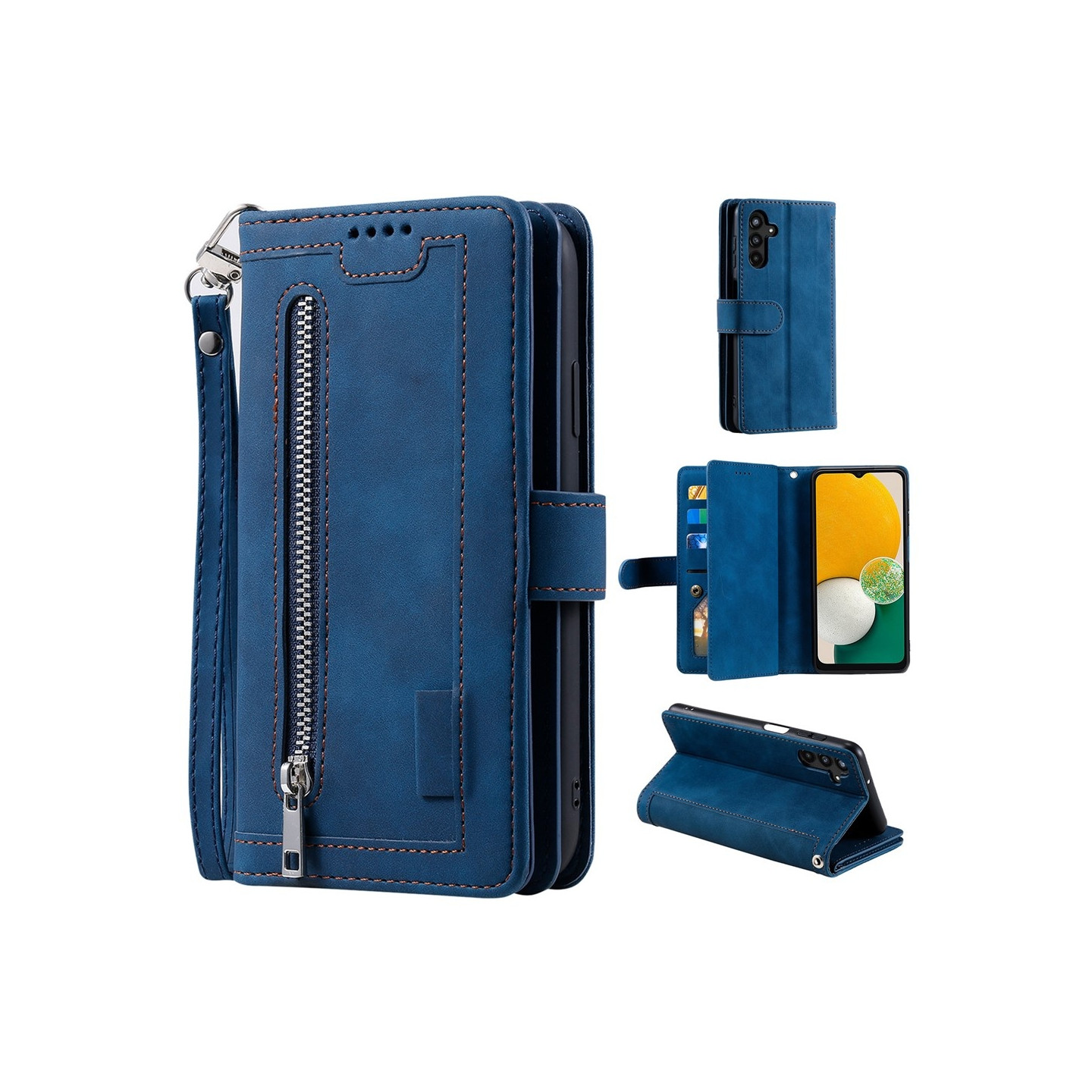 Til Samsung Galaxy A17 5G Etui med Lynlåslomme og 9 Kortlommer