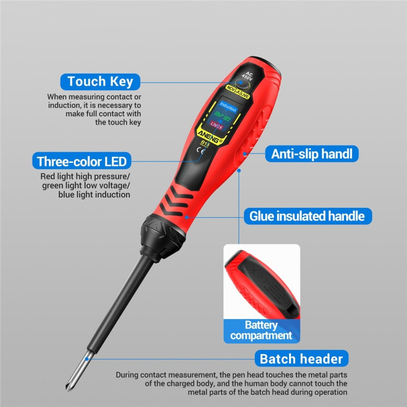 Voltage Tester Detect Phase/Neutral Wire Continuity Test NCV Light Phillips