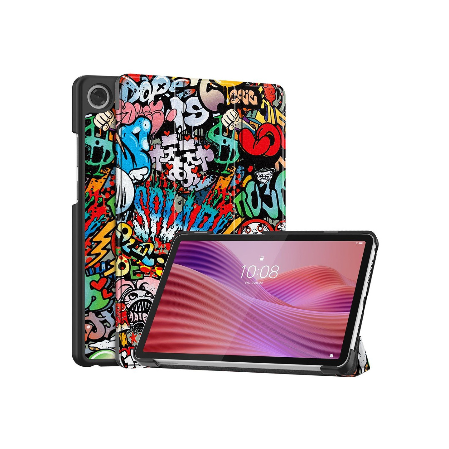 For Lenovo Tab One Trifold Stand Cover - Graffiti
