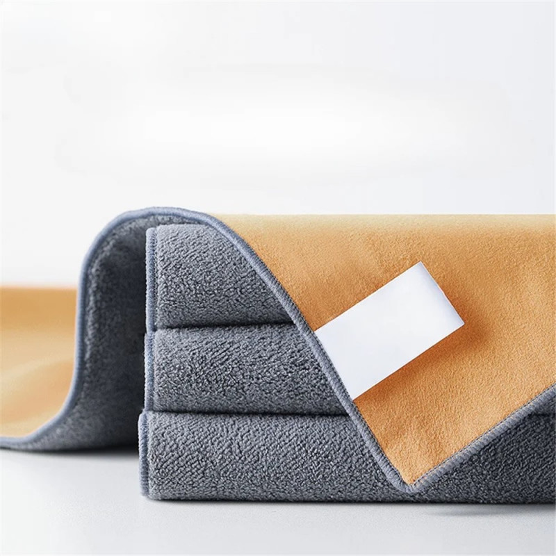 2 stk. 30x40 cm WOLFBOX korallfleece + semsket skinn rengjøringsklut bilrengjøringsklut