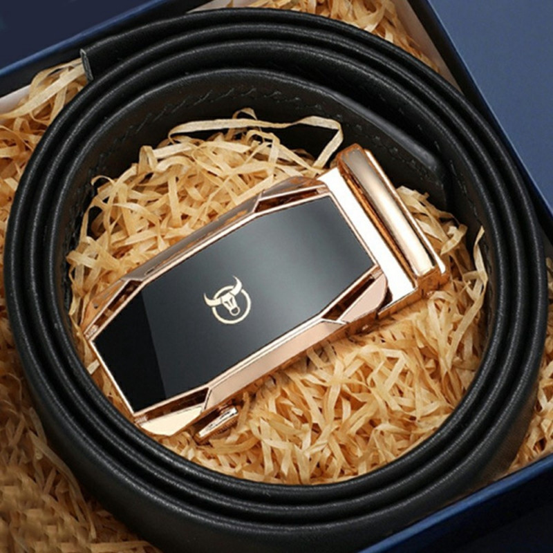 BULLCAPTAIN 130 cm belte i midje med kuskinn og automatisk spenne - gull