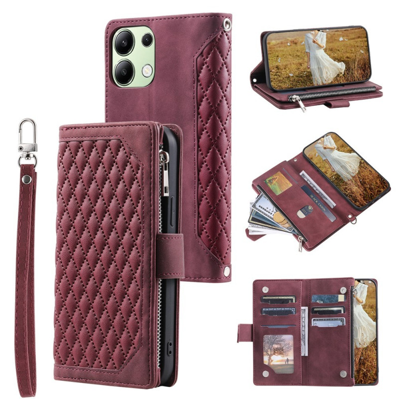 For Xiaomi Redmi 15C Zipper Wallet Case Rhombus Phone Cover