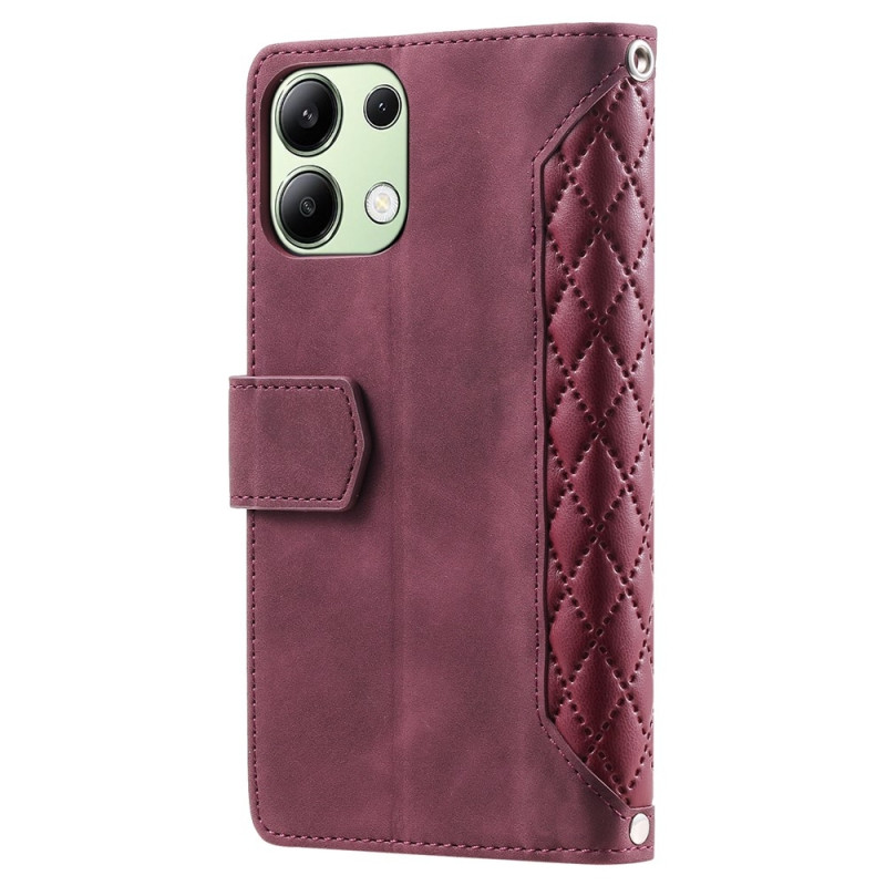 För Xiaomi Redmi 15C Zipper Wallet Case Rhombus Stitching Line Telefonfodral