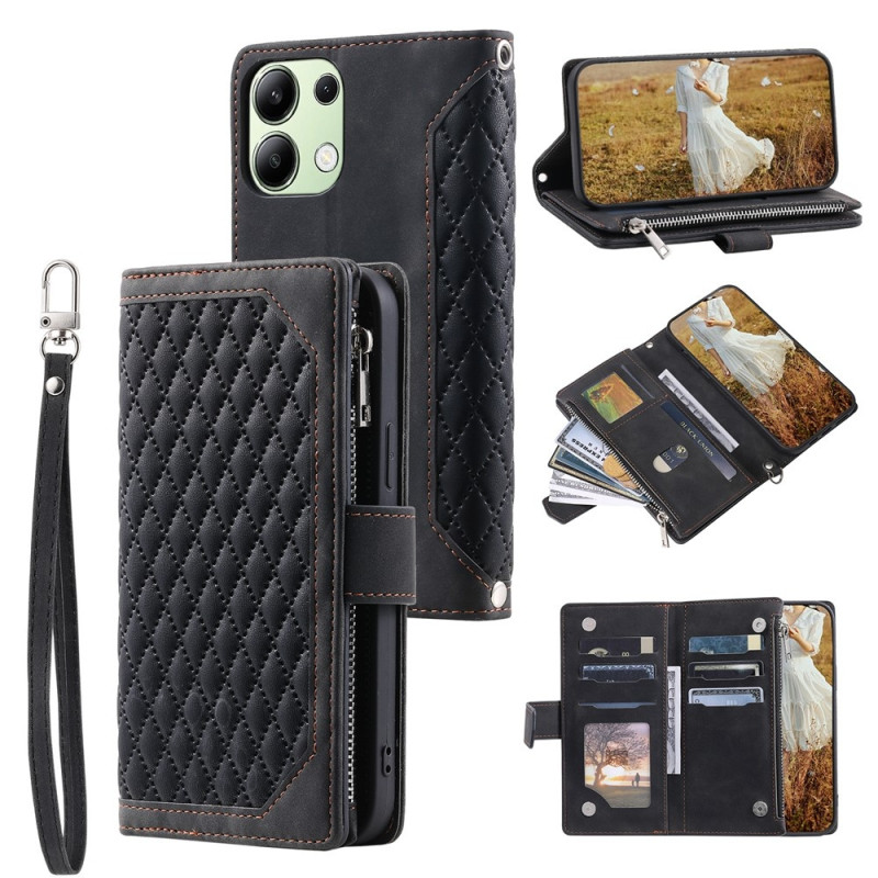 Xiaomi Redmi 15C Zipper Wallet Case Rhombus Stitching Line Puhelinsuojus