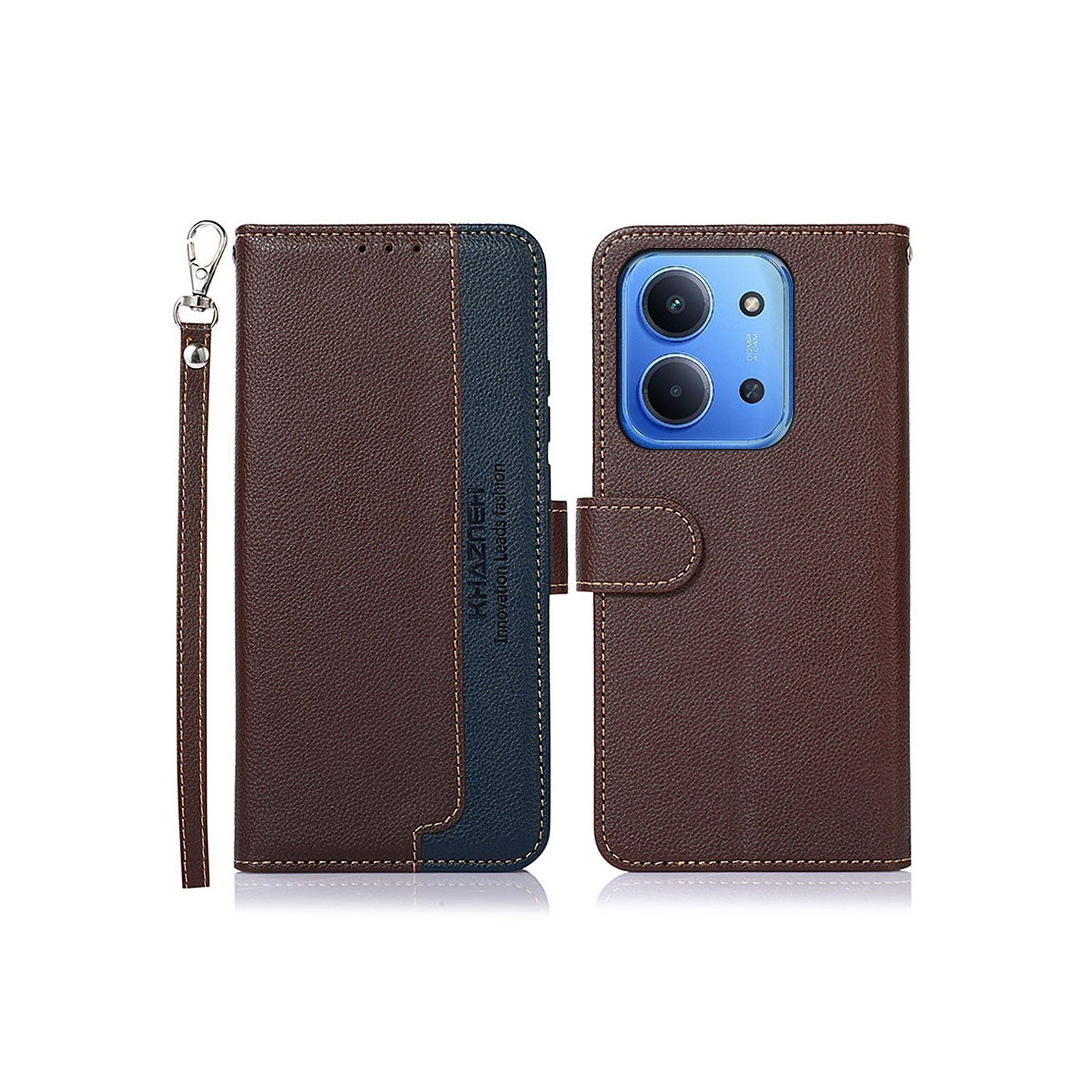 KHAZNEH Plånboksfodral till Xiaomi Redmi 15C - Brun/Blå