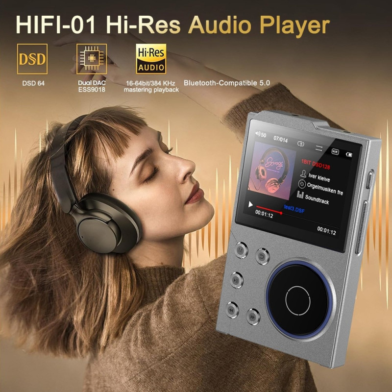 T10 2,4 tuuman näyttö HiFi-musiikkisoitin Äänitallennin Bluetooth FM-radio 16 Gt tallennustila