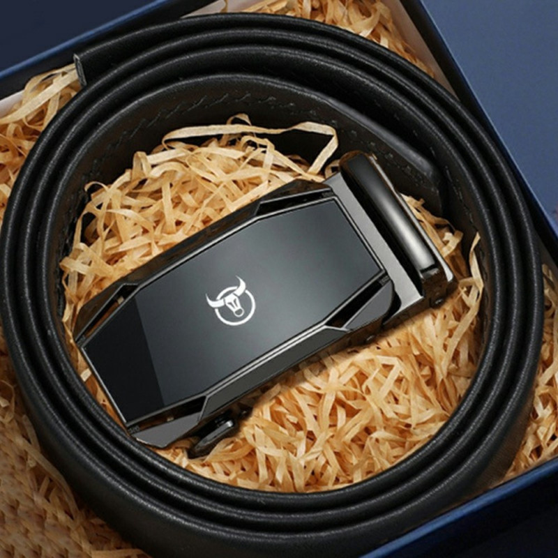 BULLCAPTAIN 130cm Bälte Livrem Skärp Kohud Automatisk Spänne Nyckelring Tarnish