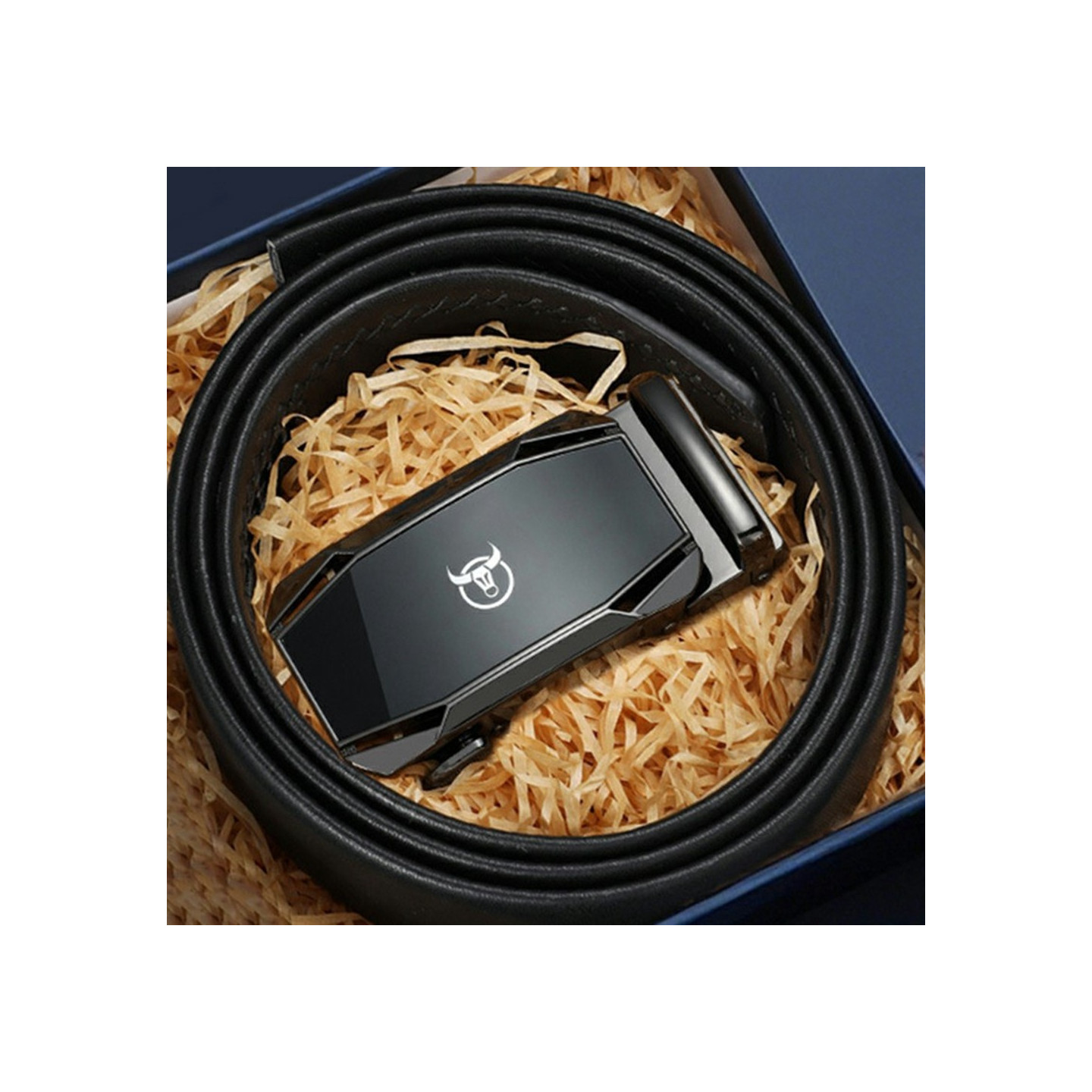 BULLCAPTAIN 130 cm belte i midjeskinn med automatisk spenne og nøkkelring, anløpt