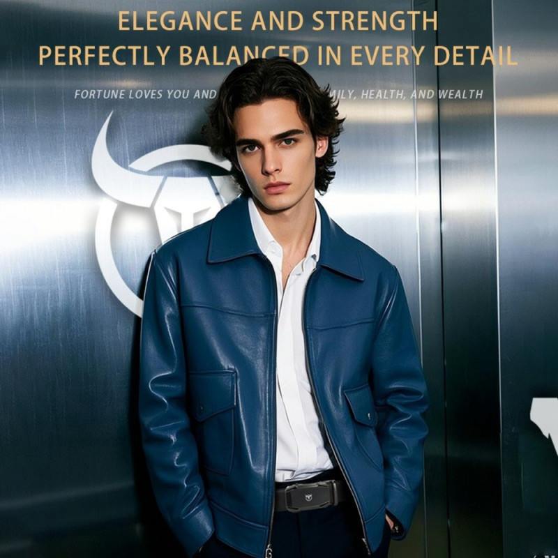 BULLCAPTAIN 130cm Bälte Livrem Skärp Kohud Automatisk Spänne Nyckelring Tarnish