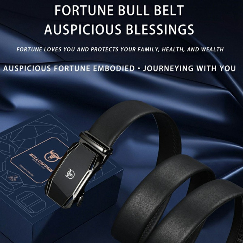 BULLCAPTAIN 130cm Bälte Livrem Skärp Kohud Automatisk Spänne Nyckelring Tarnish