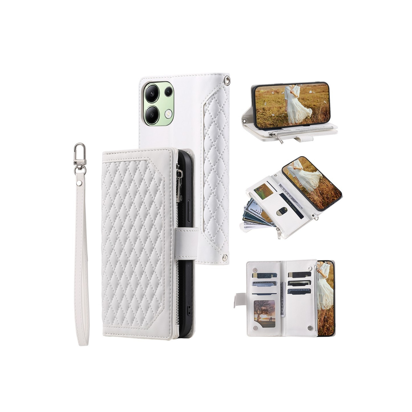 Til Xiaomi Redmi 15C Zipper Wallet Case Rhombus Telefoncover