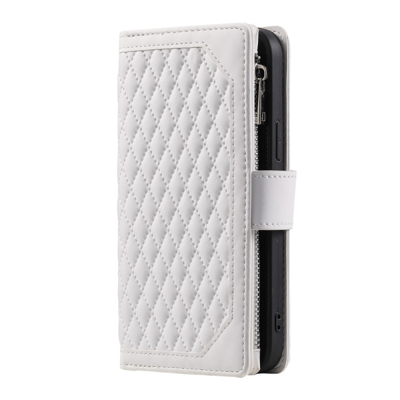 För Xiaomi Redmi 15C Zipper Wallet Case Rhombus Stitching Line Telefonfodral