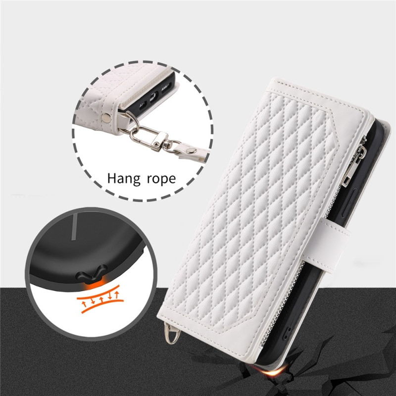 Xiaomi Redmi 15C Zipper Wallet Case Rhombus Stitching Line Puhelinsuojus