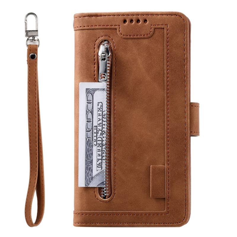 For Xiaomi Redmi 15C Case Zipper Pocket PU Leather Phone Cover with 9 Card Slots