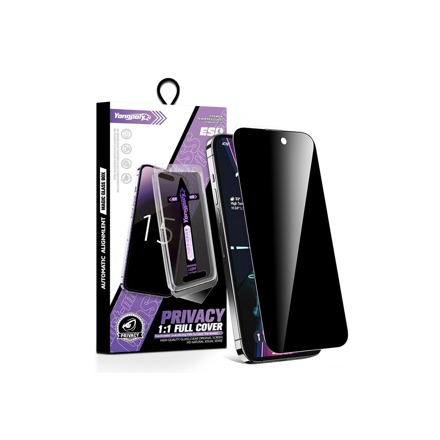 For iPhone 17 Pro Max Anti-Spy Privacy Skjermbeskytter i Herdet Glass