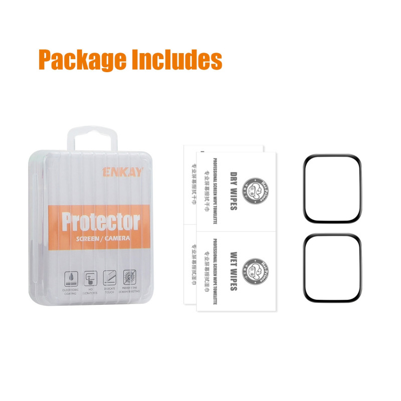 For Xiaomi Redmi Watch Move 2Pcs Screen Protector ENKAY 3D Curved PC + PMMA Ultra Clear Film - Black