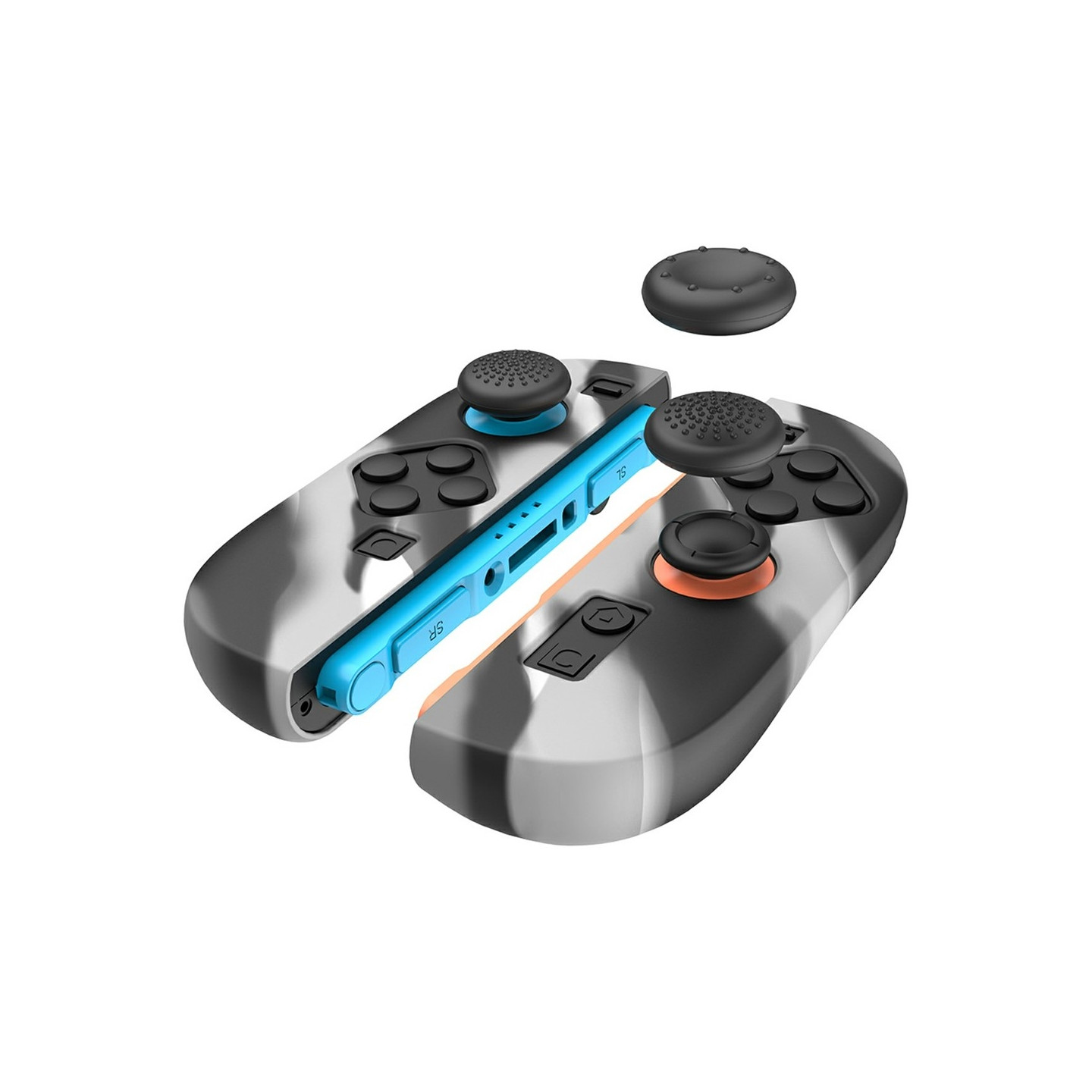 1 par Kompatibla med Nintendo Switch 2 Fodral Skal med 4 Caps - Svart-Grå