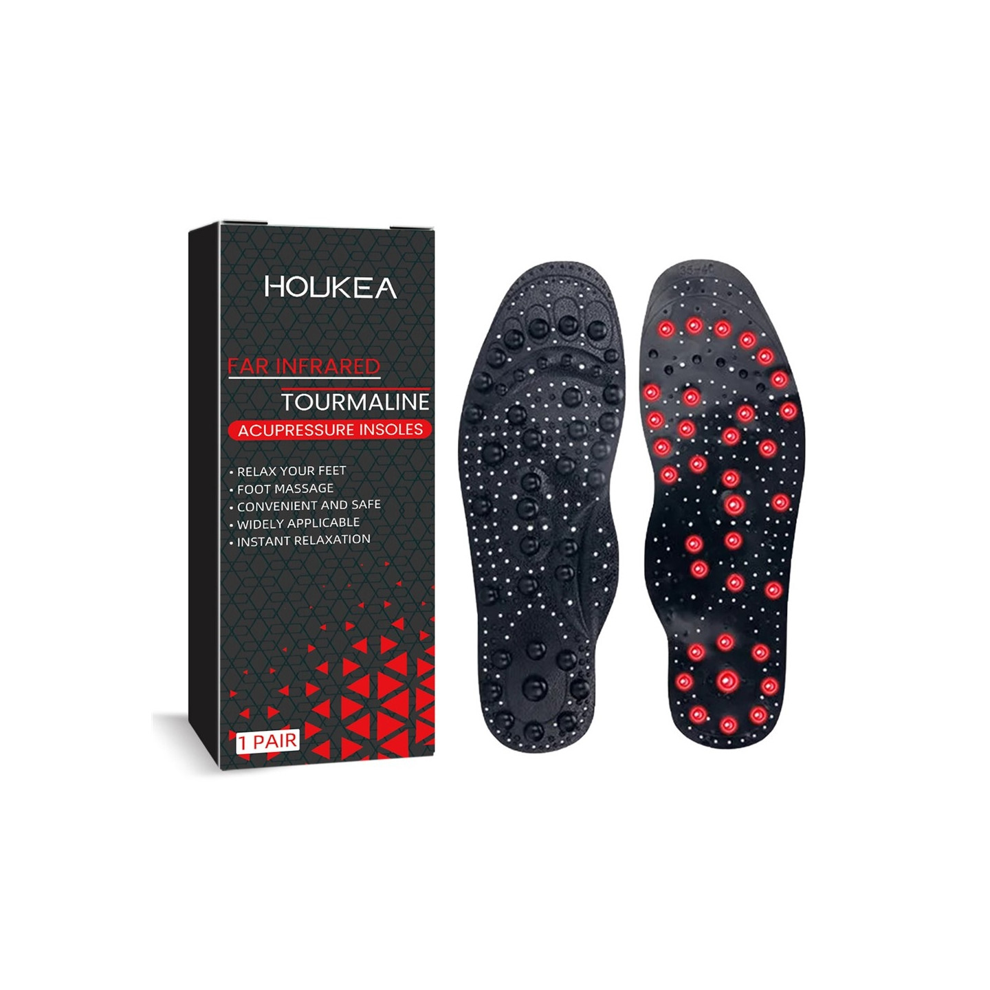 HOUKEA 1 pari jalkaholvikaaritukia, magneettiset akupunktiota tukevat jalkaholvikaarituet