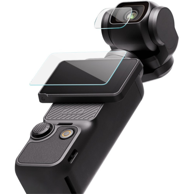 IMAK För DJI Osmo Pocket 3 Härdat Glas Skärmskydd + Linsskyddsfilm Set med Självpositioneringsram