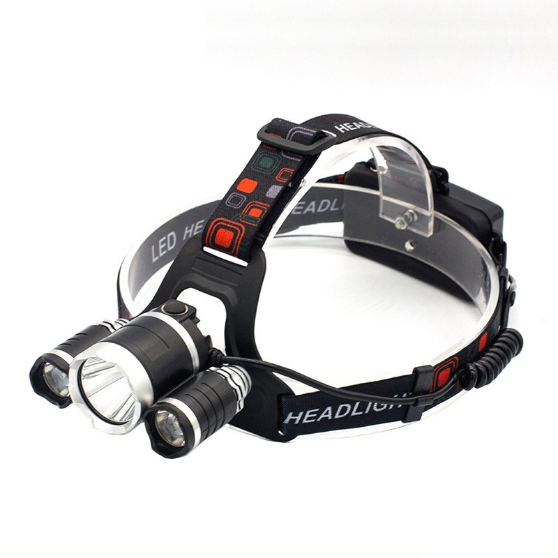T6 3-LED fixed focus headlight battery powered waterproof flashlight headlamp