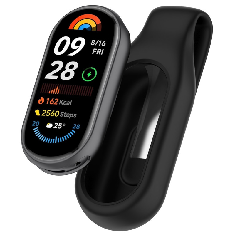 Til Xiaomi Smart Band 10/9/8 Deksel til Smartklokke med Silikonbeskyttelse - Svart