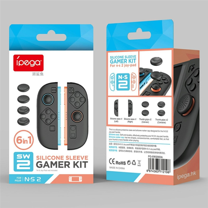 1 par kompatibel med Nintendo Switch 2 deksel med 4 hetter svart