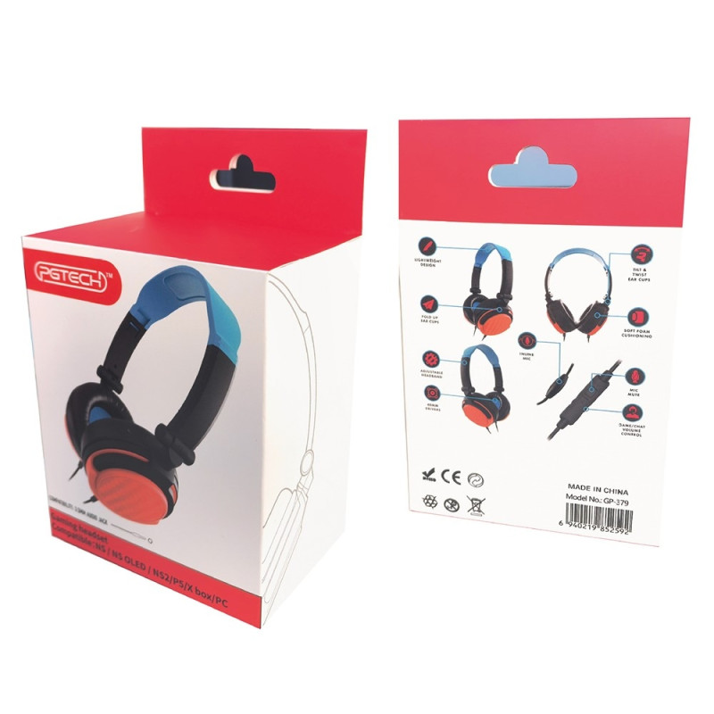 För PS5 Nintendo Switch OLED XBOX PC Gaming Headset Kabel Hörlurar med Mikrofon