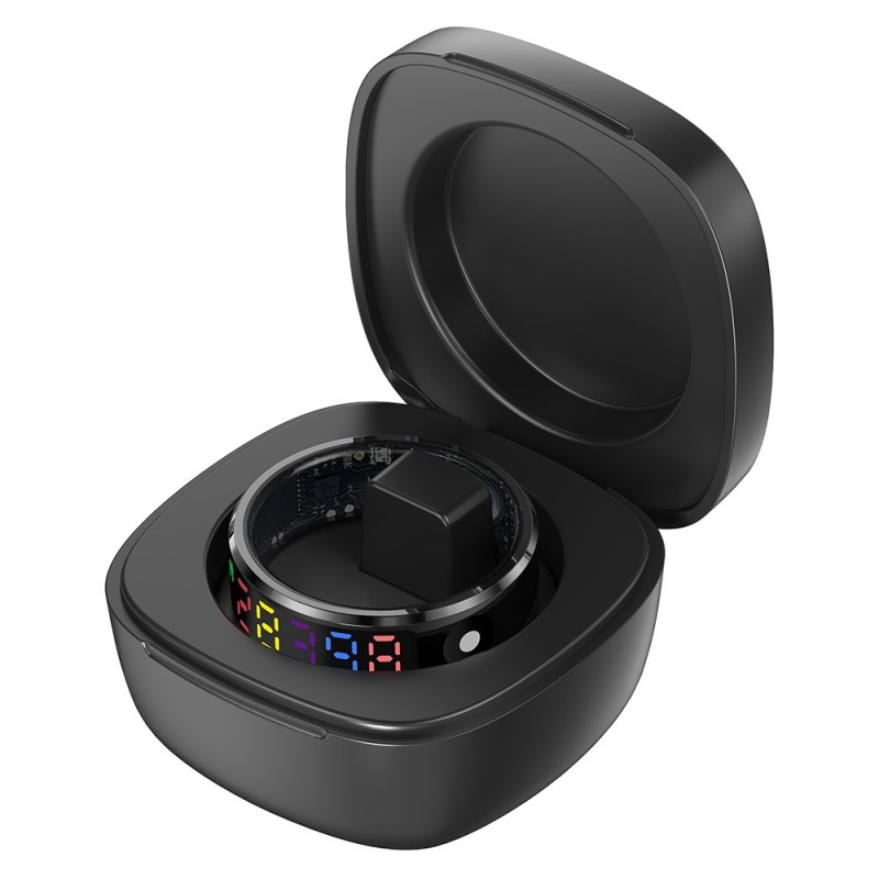 Vattentät Smart Ring Sömntracker Blodsyre Pulsmätare Laddningsfodral Storlek 12