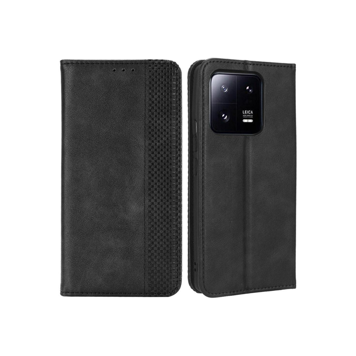 Phone Case For Xiaomi 13 Pro Full Protection Wallet Cover - Black