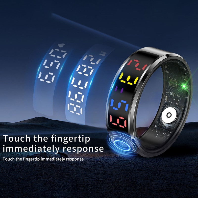 Vandtæt Smart Ring Søvntracker Blodilt Pulsmåler Opladningsetui - Størrelse 12