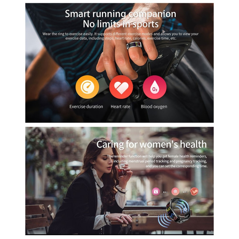 Vandtæt Smart Ring Søvntracker Blodilt Pulsmåler Opladningsetui - Størrelse 12