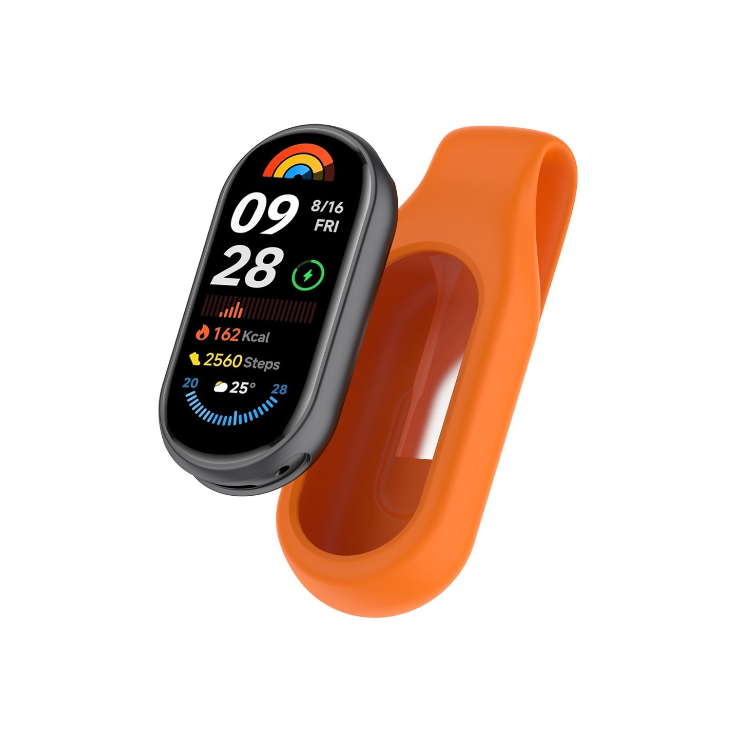 Til Xiaomi Smart Band 10/9/8 Deksel til Smartklokke med Silikonbeskyttelse - Oransje
