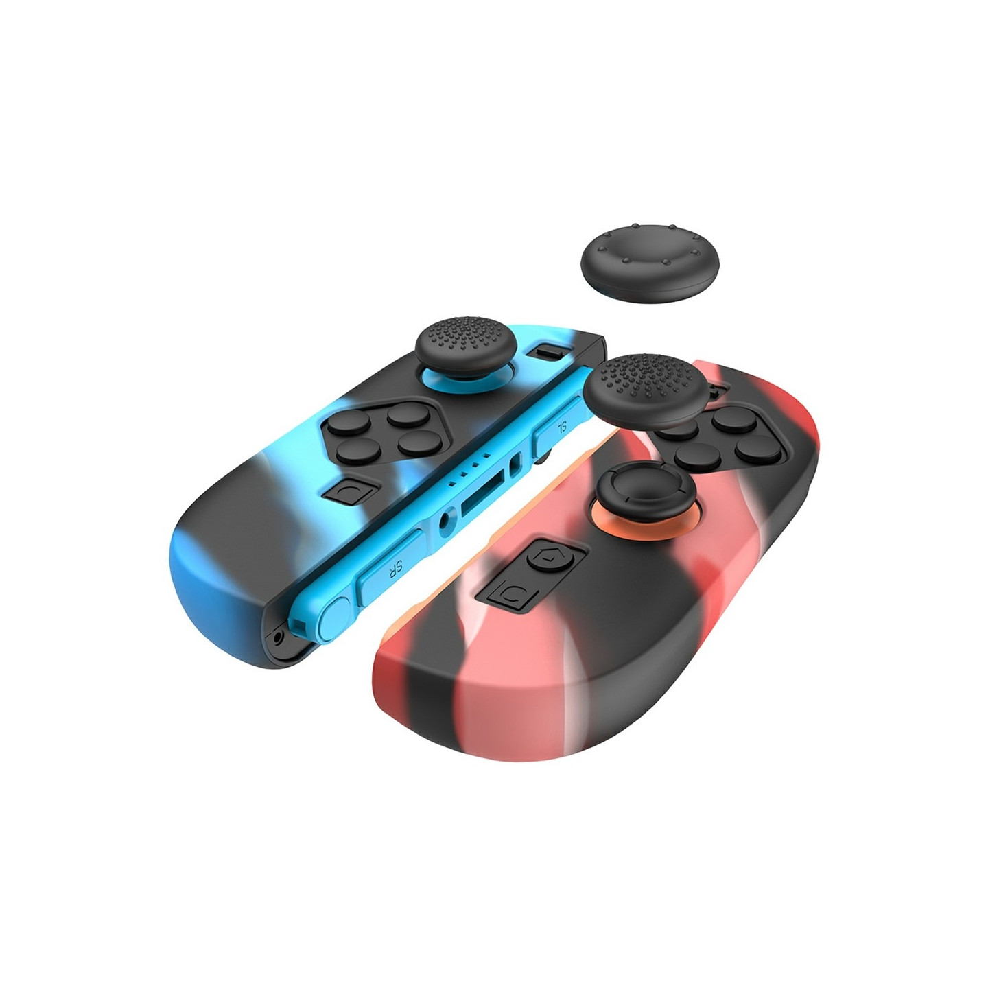 1 par kompatibel med Nintendo Switch 2 etuier med 4 hætter sort blå sort rød