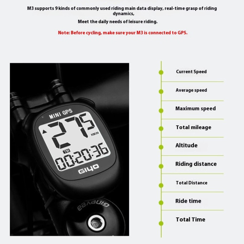 GIYO M3 Bike Computer GPS Waterproof Wireless Speedometer Odometer