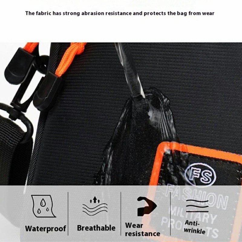 Taske Skuldertaske Oxfordstof Sport Casual Skuldertaske Messenger Taske - Sort