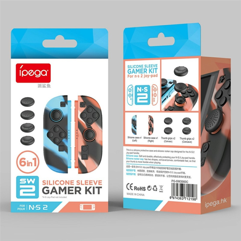 1 par kompatibel med Nintendo Switch 2 deksel med 4 hetter svart blå svart rød