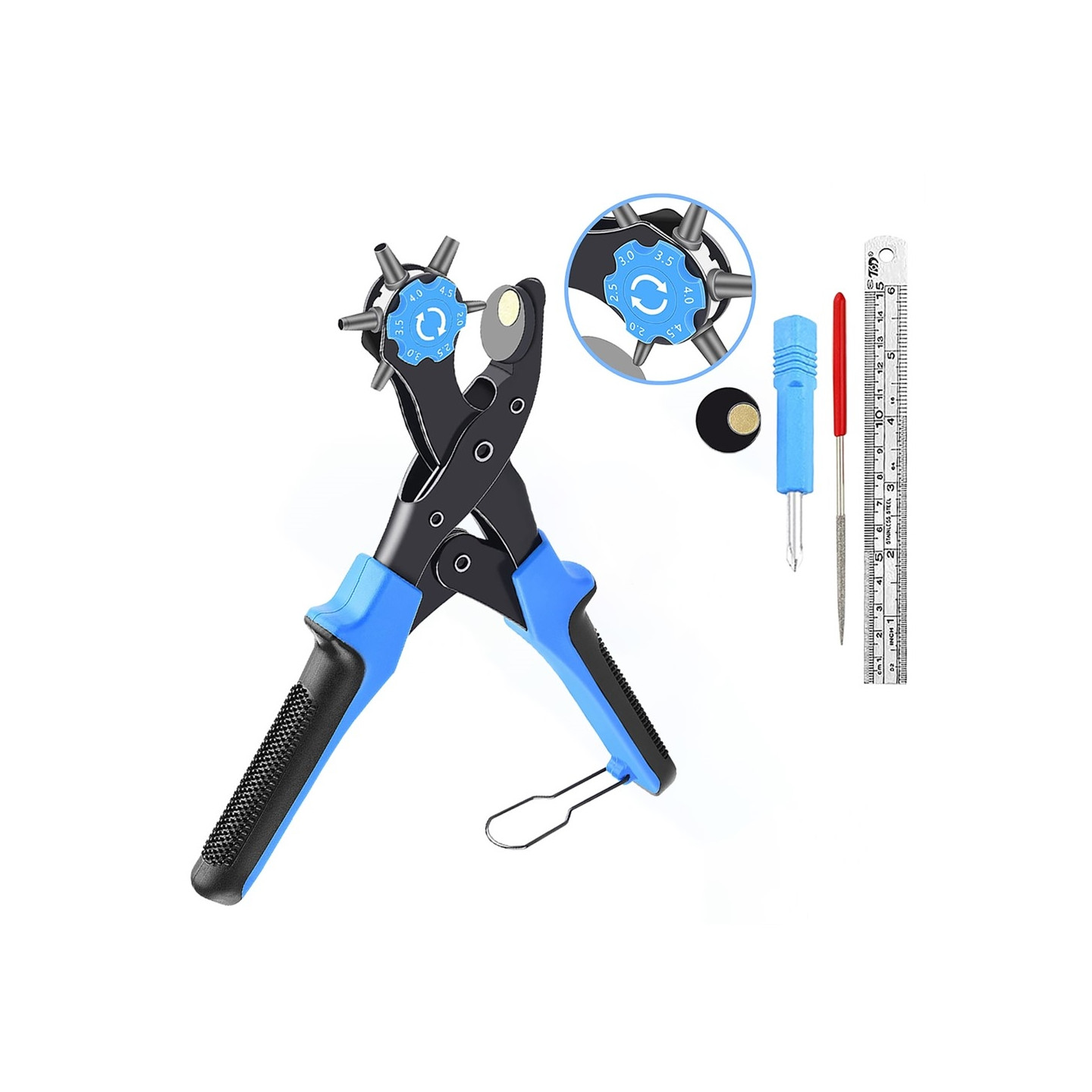 Hålslagare Läder Stans Bälte Hantverk Verktyg Set - Blå