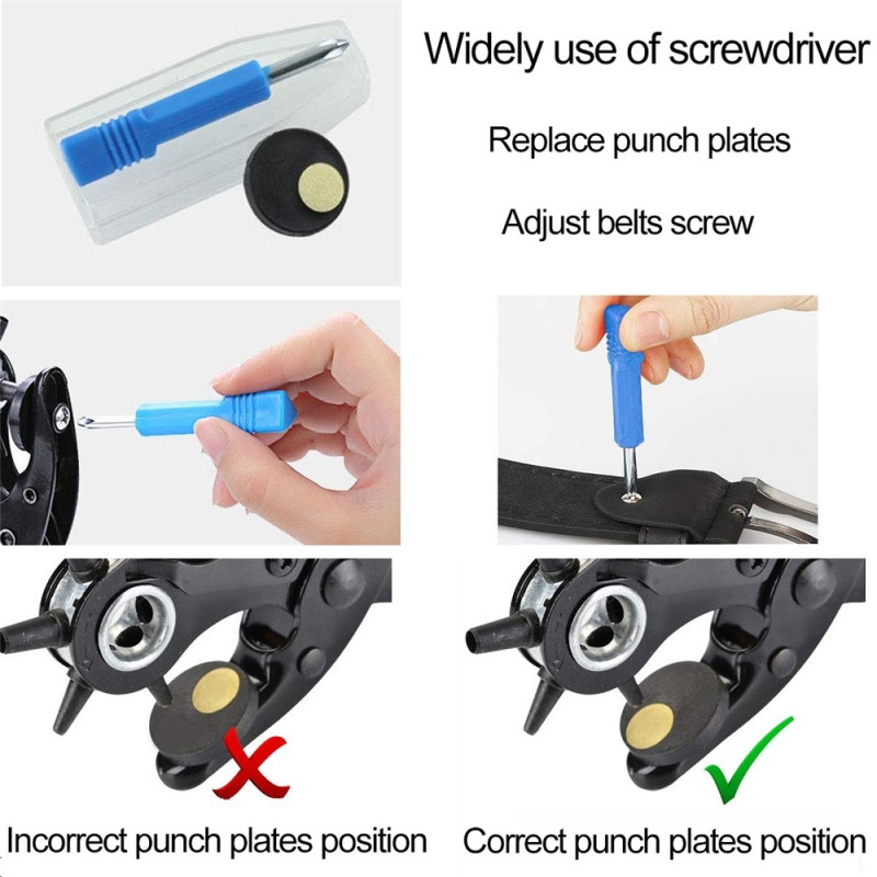 Hulmaskine Læder Bælte Håndværk Værktøjssæt - Blå