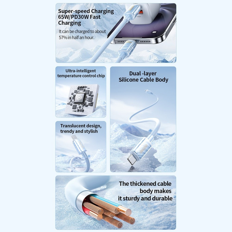 USB-C til USB-C 65W superrask ladekabel 480 Mbps høyhastighetsoverføring