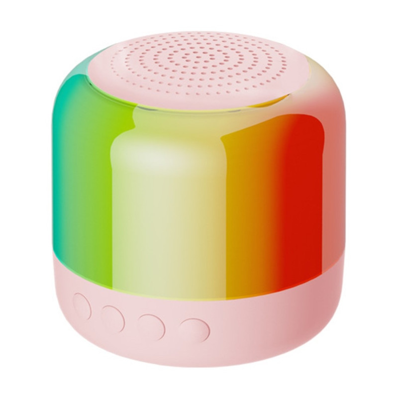 Højttaler Bluetooth Stereo Surround Trådløs Mini Subwoofer med RGB Lys - Lyserød