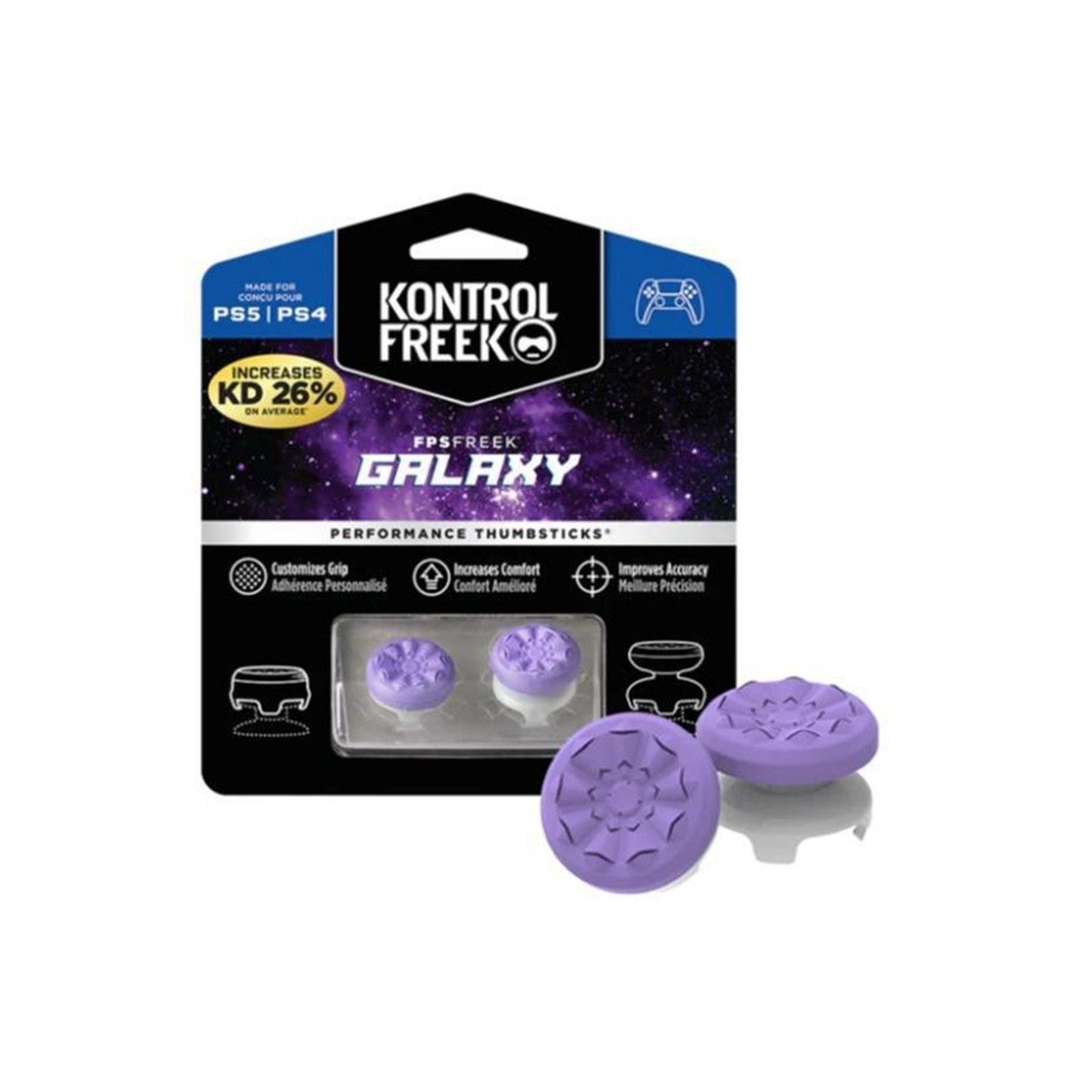 2st Tumgrepp Fingergrepp för Sony PlayStation 5 / 4 thumbstick extender - lila