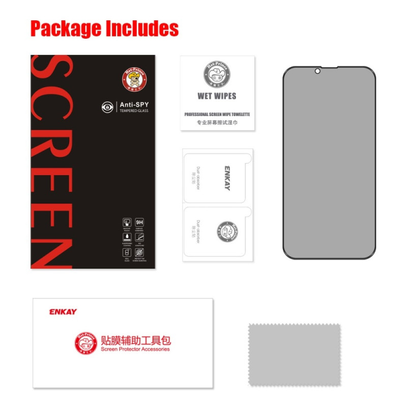 For iPhone 16e Privacy Skjermbeskytter ENKAY 28-graders Anti-Spy Herdet Glass